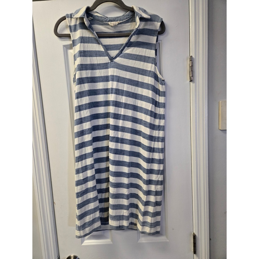 Jane and Delancey Blue White Striped Sleeveless Cotton Dress Nautical Coastal S
